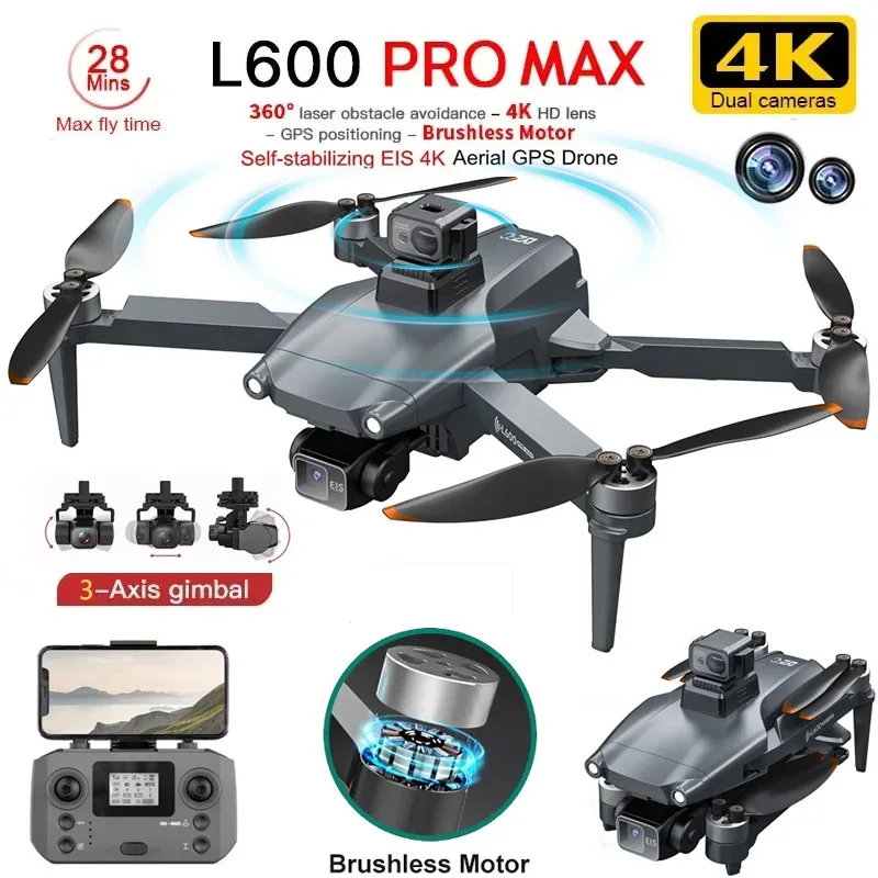 L600 PRO MAX GPS Drone Profess - Fpv Brushless Rc Drone 4K 评论和价格
