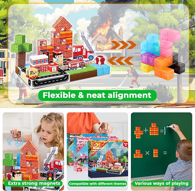 Magnetic Blocks 100 PCS Build  - Magnetic Building Tiles Set 100Pcs 评论和价格